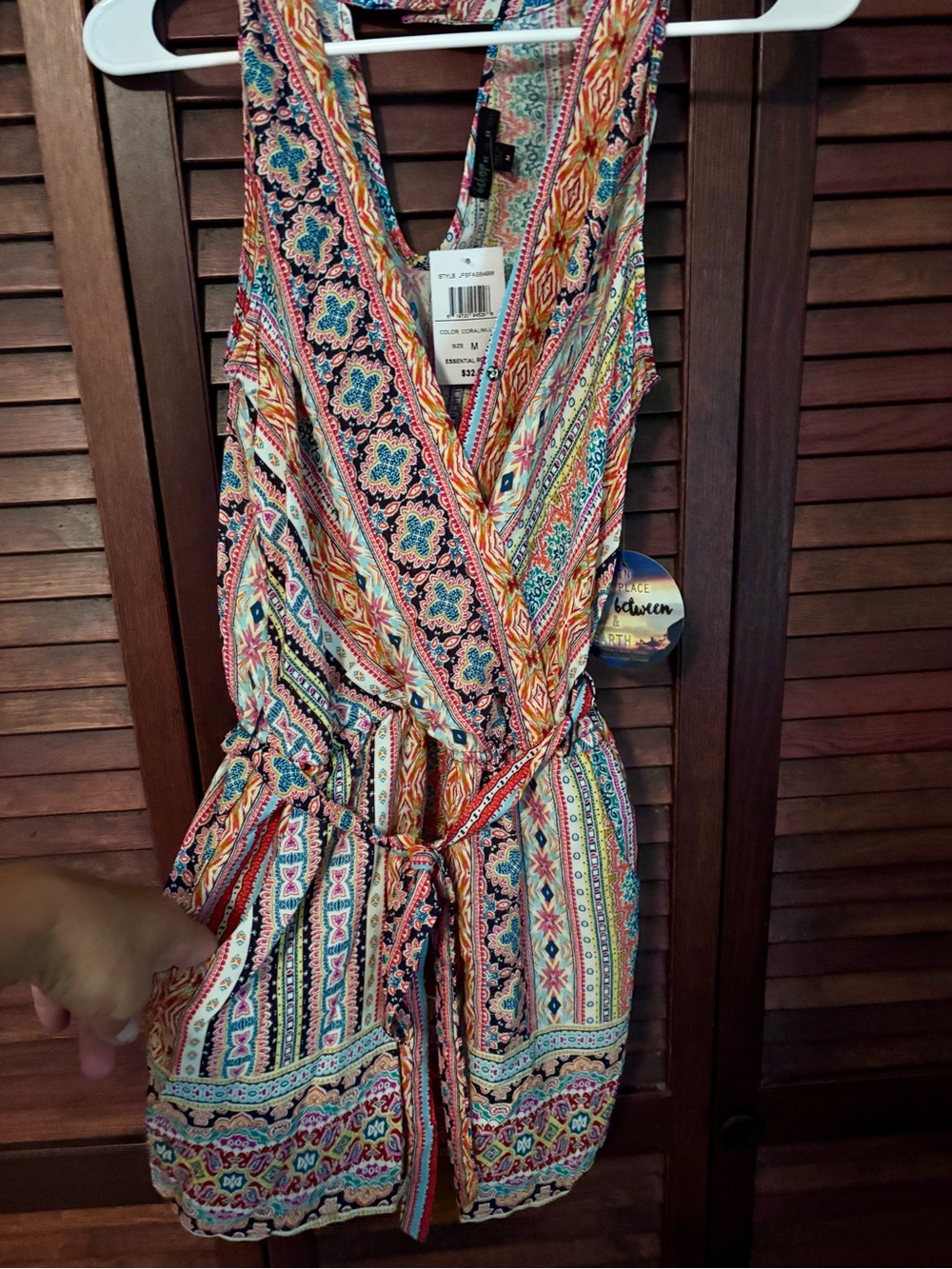 BeBop Multicolor Printed Sleeveless Romper - Red, Blue, Green, Yellow